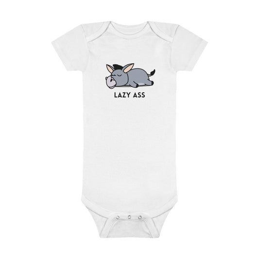 Short Sleeve Donkey Onesie® for babies. 100% cotton baby bodysuit