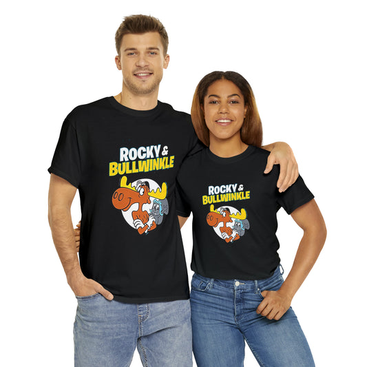 Rocky and Bullwinkle Gildan 5000 T-Shirt featuring 60s cartoon Moose and Squirrel.